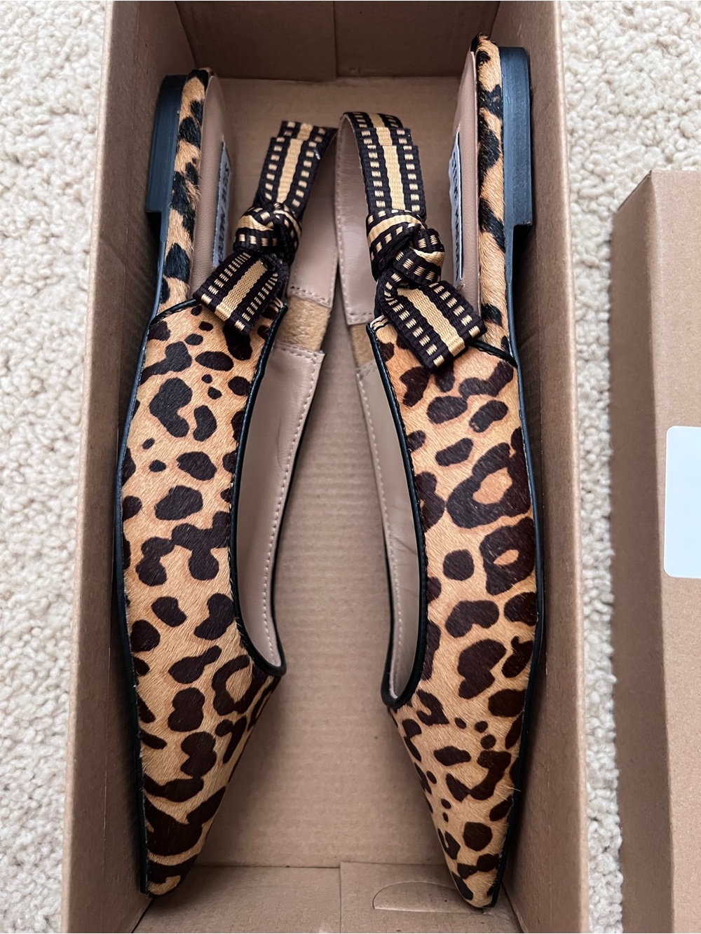 Steve Madden Leopard Print Pointed Slingback Flats with Bow